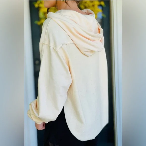 DAVI & DANI Cream Hoodie with Patterned Scarf Drawstrings - Picture 3 of 7